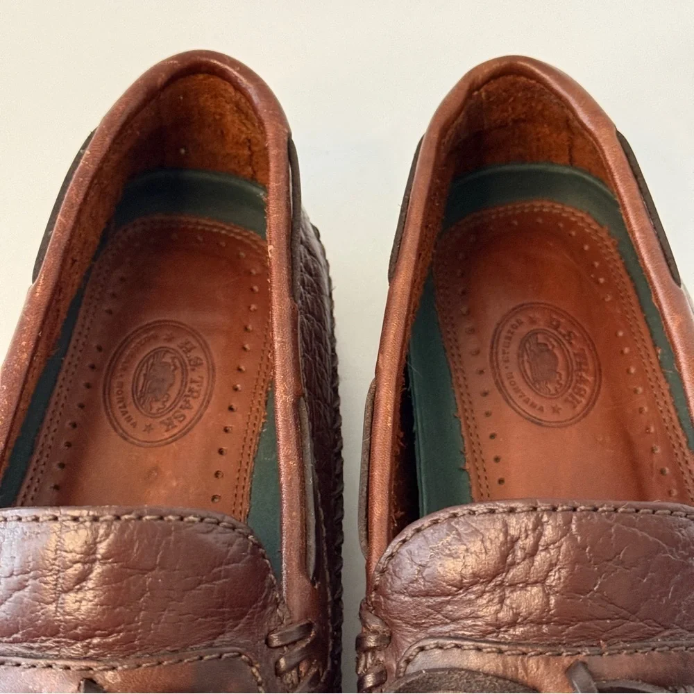 H.S. Trask Men's Brown Leather Driving Moccasin Loafers Size 8M